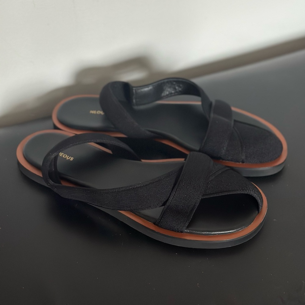 NEOUS black ogma flat sandals